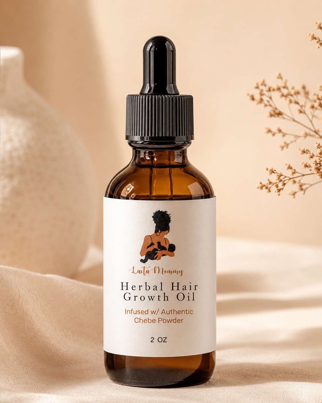 ​ Herbal Hair Growth Oil amber dropper bottle